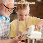 9-Speed Digital Hand Mixer Electric, 400W Powerful DC Motor, Baking Handheld with Snap-On Storage Case, 5 Stainless Steel Accessories, Flat Beaters, Dough Hooks, Whisk(Cream White)