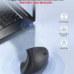 TECKNET Ergonomic Mouse, Wireless Rechargeable Vertical Mouse for Carpal Tunnel Right Hand, 4800 DPI 5 justable Levels 2.4GHz with USB-A Receiver, Silent Click, for Laptop, PC, Desktop (Not USB-C)