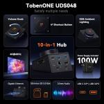 TobenONE 10-in-1 Shortcut-Key Docking Station with 4 Shortcut Button and Volume Knob, USB C Dock with 4K@60Hz HDMI, 100W PD, 3 USB, Ethernet, Audio, SD/microSD for MacBook, Windows, Chrome, Mac mini