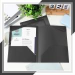 Henoyso 18 Pcs Plastic Folders with Clear Front Pockets Heavy Duty File Folders with 2 Pockets and Card Slot for Student Communication School Office Presentation Report (Black)