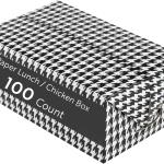 Restaurantware Takeout Lunch Box 100 Count 47 Ounce Paper Food Delivery Container Greaseproof Secure Closure Box Black Houndstooth Design 7.01 x 4.49 x 2.76 Inch Large Capacity