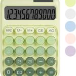 Mechanical Switch Calculator with Big Buttons, Calculators Desktop, 12 Digits, Solar Battery Power, Desk Calculator, Large LCD Display,Cute Green Calculators for Teachers Students Basic Office