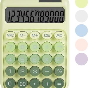 Mechanical Switch Calculator with Big Buttons, Calculators Desktop, 12 Digits, Solar Battery Power, Desk Calculator, Large LCD Display,Cute Green Calculators for Teachers Students Basic Office