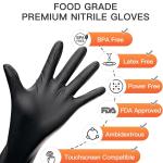 PACIFIC PPE 6-mil Heavy Duty Black Nitrile Gloves, Chemical Resistant, Food Safe, Latex Free Disposable Gloves for Mechanic, Cooking, and Cleaning, 100PCs, XL
