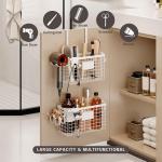 2 Pack Hair Tool Organizer,hesive Hair Dryer Holder Cabinet Door/Wall Mounted justable Height Blow Dryer Holder Under Sink Bathroom Hair Appliance Organizer and Storage Countertop(White)