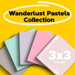 Post-it 100% Recycled Paper Super Sticky Notes, 2X The Sticking Power, 3x3 in, 5 Ps, 70 Sheets/P, Wanderlust Pastels Collection (654R-5SSNRP)