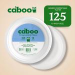 Caboo Disposable Bamboo Paper Plates, 125 Pack of 10 Inch Sturdy Biodegrable Plates, Compostable Plate, Microwave Safe Party Plate, Eco Friendly Alternative to Plastic