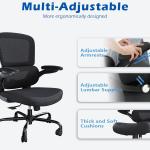 TRALT Ergonomic Office Chair - Desk Chair with justable Lumbar Support Computer Chair - Mesh Comfy Chair with Flip-up Armrests - Gaming Chairs for ults Home Office (Leather, Black)