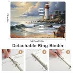 DWVSFJM Sea Lighthouse SandbeachPu Leather Notebook, Waterproof Wear-Resistant Spiral Notebook,A5 Hardcover Notebooks 90 Sheets Perfect For Office Home Supplies