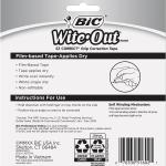 BIC Wite-Out Brand EZ Correct Grip Correction Tape, 19.8 Feet, 2-Count Pack of White Correction Tape, Fast, Clean and Easy to Use Tear-Resistant Tape Office or School Supplies