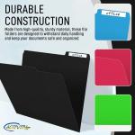 Black File Folders, 1/3-Cut Tabs, Letter Size, 12-Pack – Durable Office Filing Folders for Documents, Papers, and Organization
