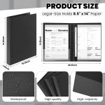 Henoyso 4 Pcs Legal Size Durable 3 Ring 1 Black Binder for 8.5 x 14 Paper Hold up to 175 Sheets Round Ring Binders for Artwork Blueprints, Office, Home, Work Places