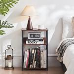 LELELINKY 3 Tier End Table,Record Player Stand with Storage Up to 100 Albums, Turntable Stand for Vinyl, Walnut Couch Nightstand Side Tables for Living Room Bedroom