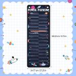 Sabary Pencil Parking Pocket Chart Pencil Dispenser Organizer Holder Nylon Fabric with Grommets and Magnetic Strip for Kids Teachers Classroom School Storage Supplies(Novel)