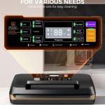 95kpa Vacuum Sealer Machine, Commercial Full Automatic Food Sealer, Food Vacuum Sealing Machine with Cutter, 10 Pre-cut Bags & Bag Rolls and Accessory Hose, Fully Starter Kits - Black Gold