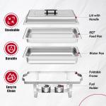 IMACONE 4 Pack Chafing Dish Buffet Set, 8QT Stainless Steel Rectangular Chafers and Buffet Warmer Sets for Catering, with Food & Water Pan, Lid, Foldable Frame, Fuel Holder for Event Party Holiday