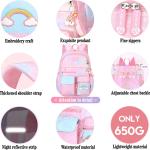 Rainbow Backpack For Girls Kids,Cute Student School Backpack With Pen Bag,Aesthetic Starry Rainbow Laptop Travel Bag