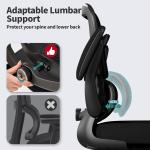 TRALT Office Chair - Ergonomic Desk Chair with justable Lumbar Support, Mesh Computer Chair, Executive Chairs for Home Office Comfortable Lumbar Support (Black)