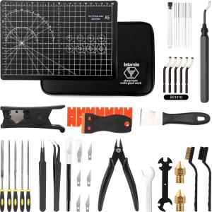 52-in-One 3D Printer Tools Kit, Professional 3D Printer Accessories & Maintenance Set for All FDM/SLA Printers, Deburring Tool, 3D Printer Nozzles, Scrapers, Files Set, PTFE Tube Cutter, Storage Bag