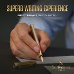 Scriveiner Luxury Fountain Pen - Stunning Gold Luxury Pen, Real Gold Finsih, Schmidt Gilded Nib (Medium), Converter, Best Pen Gift Set for Men & Women, Professional, Executive, Office, Nice Pens