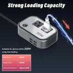 200W Car Power Inverter, FOVAL 12V DC to 110V AC Car Inverte with 4 USB Ports Car Outlet apter, Power Inverter for Vehicles, Car Plug apter Outlet for Laptop Computer Charger (Gray)