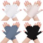 TIESOME 4 Pairs Sun Protection Summer Gloves, Fingerless Driving Sun Gloves Half Finger Touchscreen for ult Woman Hand Protection Driving Outdoor Touchscreen Mittens
