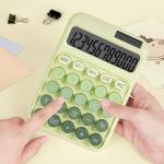 Mechanical Switch Calculator with Big Buttons, Calculators Desktop, 12 Digits, Solar Battery Power, Desk Calculator, Large LCD Display,Cute Green Calculators for Teachers Students Basic Office