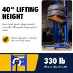 Goodyear Material Lift Winch Stacker, Pallet Truck Dolly, 330 Lbs 40" Max Lift w/ 8" Wheels, Swivel Casters [Patent Pending]