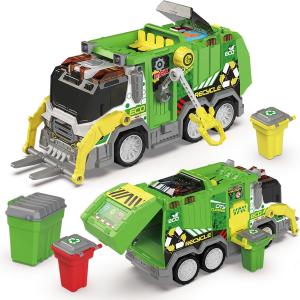 Trash Truck Toy with 4 Trash Bins | Front Lifting Frame for Garbage Disposal | Waste Management Garbage Truck Toys | Light & Sound Effects | Holiday and Birthday Gift for Boys & Girls