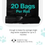 PawPail Trash Can Liners, Dog Poop Disposal Bags, 100% Recycled Plastic, Floral Scented, for PawPail Pet Waste Station, Cat Litter Box, or Outdoor Trash Can | 1 Roll of 20 Large Size Bags