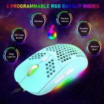 Honeycomb Wired Gaming Mouse,7 Programmable Buttons and RGB Backlight,6400 justable DPI and Ergonomic,Ultraweave Cable Lightweight Ultralight Computer Mice for PC Gamers,Windows,Xbox,PS4(Green)