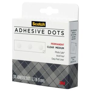 Scotch hesive Dots, Medium, 0.3 inches, 300 Dots/Pack, Easy Dispensing, Permanent, Photo-Safe, 1-Pack