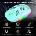 Honeycomb Wired Gaming Mouse,7 Programmable Buttons and RGB Backlight,6400 justable DPI and Ergonomic,Ultraweave Cable Lightweight Ultralight Computer Mice for PC Gamers,Windows,Xbox,PS4(Green)