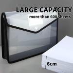 YoeeJob Plastic File Folders Legal Size Expandable Document Folder with Snap Button Closure, A4 Expanding File Wallet Envelopes Pouch with Label Pocket, 2 Packs, Black