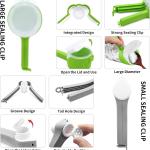 6Pcs Bag Spout Clip,Bag Clips for Food,Snack Sealing Clips with Pour Spouts,Kitchen Chip with 4pcs hesive Hooks, for Cereal Kitchen Food Storage Organization(2L+4S)