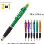 Mr. Pen- 3 in 1 Bible Highlighter Kit, 6 pcs, Colorful Barrels, Yellow Highlighters, Black Pens, Touchscreen Stylus