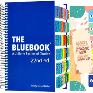Index Tabs for The Bluebook: A Uniform System of Citation 22nd Edition. Color-Coded and Laminated The Bluebook Tabs,with Page Markers and Alignment Guide & Bookmark(Book not Included)