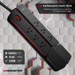 Monster Power Center Vertex Surge Protector with Detachable USB Power Strip, Surge Protector Power Strip - 6 AC Outlets, 2 USB-A Ports &1 USB-C Port