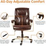 Basics Executive Home Office Desk Chair with Pded Armrests, justable Height and Tilt, Rolling Swivel Chair, 275 Pound Capacity, Brown and Gold