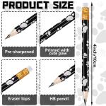 Whaline 48Pcs Dog Paw Short Pencils with Erasers White Black Paw Print Writing Pencil Cute Wood Pencils for Classroom Prize Student Rewards Baby Shower Party Supplies Stationery Gift Set