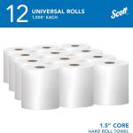 Scott Professional Essential Universal High-Capacity Hard Roll Paper Towels, Bulk (01000), Hardwound 1.5" Core, Absorbency Pockets, White (12 Rolls at 1,000' Each, 12,000'/Case)