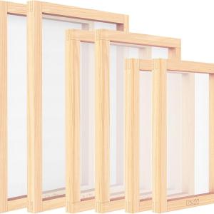 Caydo 6 Pieces 3 Size Wood Silk Screen Printing Frame with Mesh for Screen Printing, 10 x 14 Inch, 8 x 12 Inch, 6 x 10 Inch
