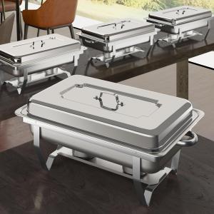 4 Pack Chafing Dishes Buffet Set 9QT, Food Warmer for Parties Buffet, 4 Full Size Chafing Pans, Chafers and Buffets Warmers Sets for Parties, Catering Supplies, Banquets, Weddings