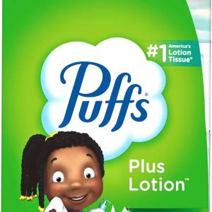 Puffs Plus Lotion Facial Tissues, 4 Family Boxes, 124 tissues per box
