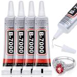 B-7000 Glue Clear for Rhinestone Crafts, Jewelry and Be hesive B7000 Semi Fluid High Viscosity Glues for Clothes Shoes Fabric Cell Phones Screen Repair Metal Stone Nail Art Glass (4x15 ml/0.5 oz)