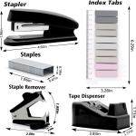 sportsvoutdoors Black Desk Accessories, Black Office Supplies, Stapler and Tape Dispenser Set, Black Desk Accessory Kit, Gift for Students, Women, Coworkers, Boss Ly, Office Clerks