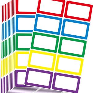 L LIKED 200 Stickers - 3.5" x 2.25" Colors Plain Name Tags Stickers with Perforated Line for School Office Home (Blank - 200 Labels)