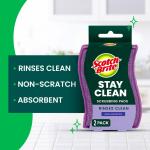 Scotch-Brite Dobie Stay Clean Scrubbers, Non-Scratch Dual-Sided Dish Sponges with Absorbent Cloth Side, Odor Resistant Scrubbing Ps for Dishes and Household Cleaning, 8-Pack