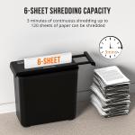 Small Paper Shredder for Home, 6 Sheet Strip Cut Paper Shredder Without Basket,Portable Shredder Extendable Arm Design with Overheat Protection for Home Office