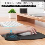 MROCO Ergonomic Mouse P with Gel Wrist Rest, Smooth Wrist Support Surface, Non-Slip PU Base for Pain Relief, Comfortable Mousep for Computer, Laptop, Office & Home, 9.4 x 8.1 in, Black